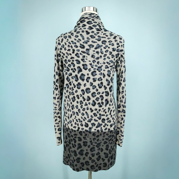 Neiman Marcus Size Medium M Animal Print Open Silk Cashmere Cardigan Sweater - Picture 2 of 7